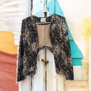 Mustard Seed Black and Gray Blazer with Lace Detailing